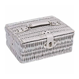 White Washed Picnic Basket